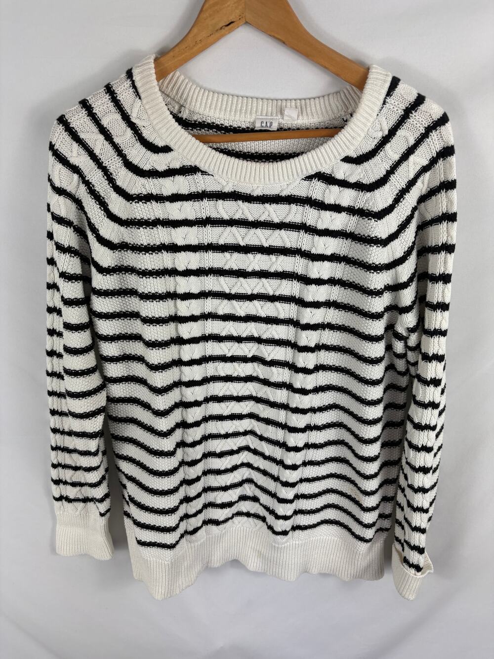 GAP Black White Stripe Knit Sweater Size XL